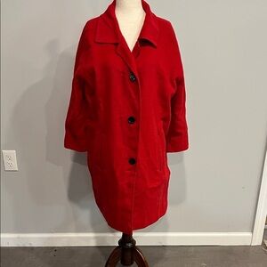 Elevenses Anthropologie Red Coat Oversized XS